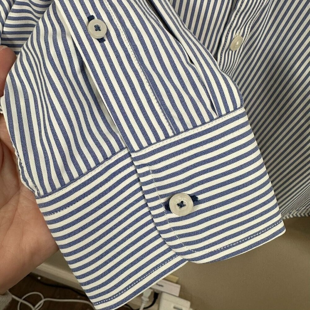 UNTUCKit Button Down Dress Shirt Mens XLarge Blue Stripe Performance Career Work - Picture 5 of 10